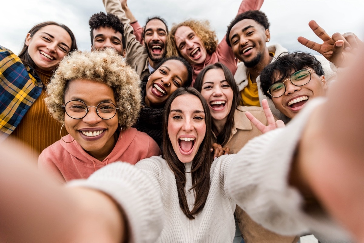 Big Group of People Having a Good Time