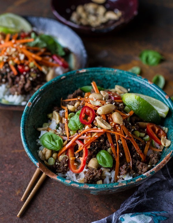 Bowl roundup Thai Basil Beef and Lemongrass Rice Bowl