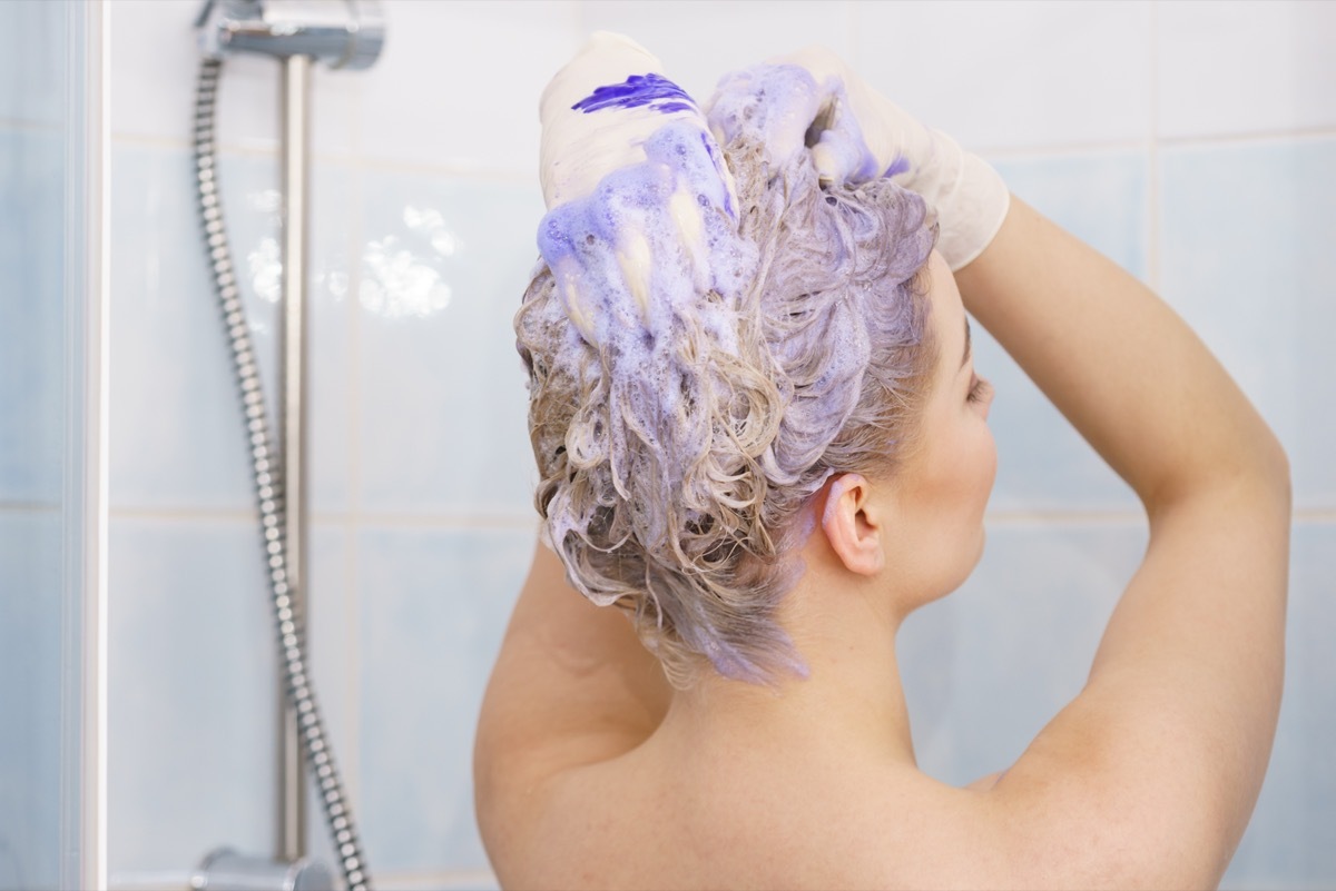 Woman Using Purple Shampoo