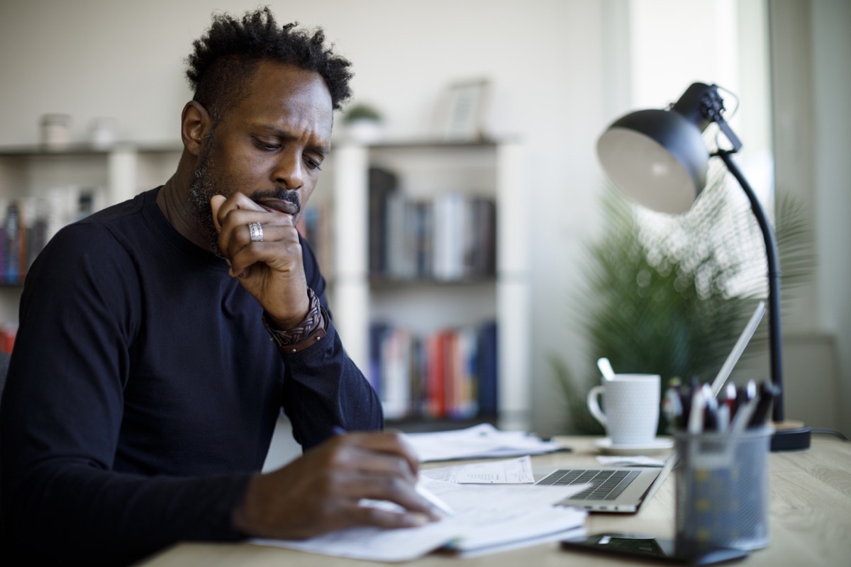 Worried man about budget and home finances