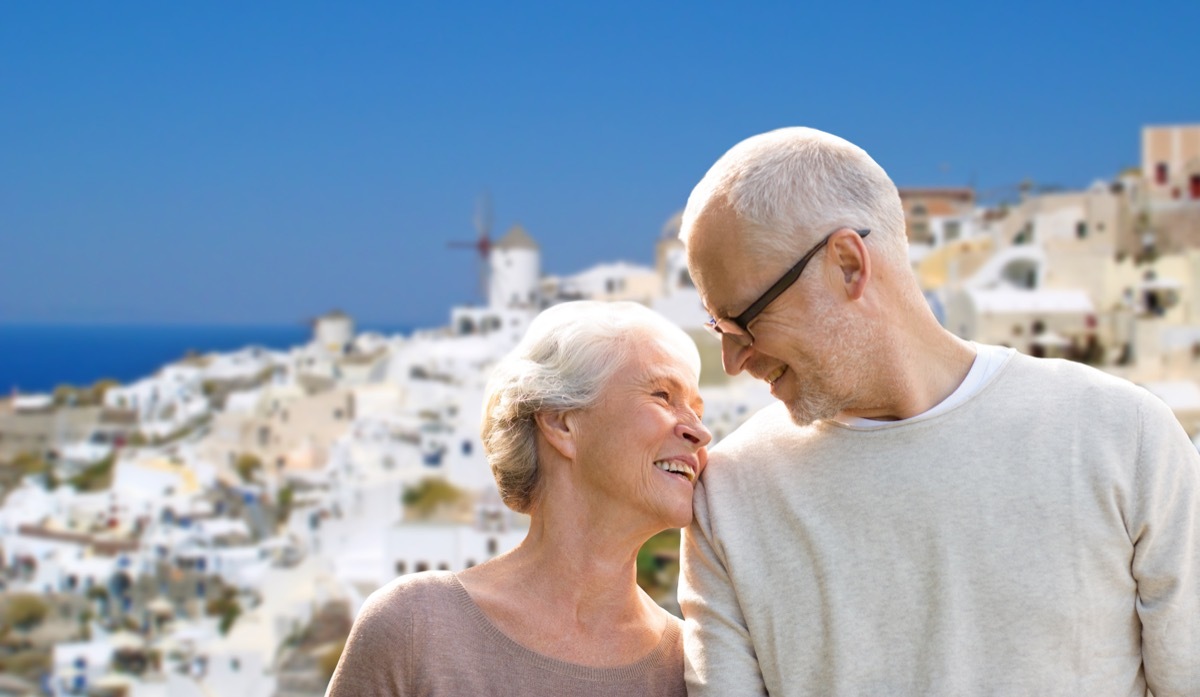 Older couple traveling in Europe