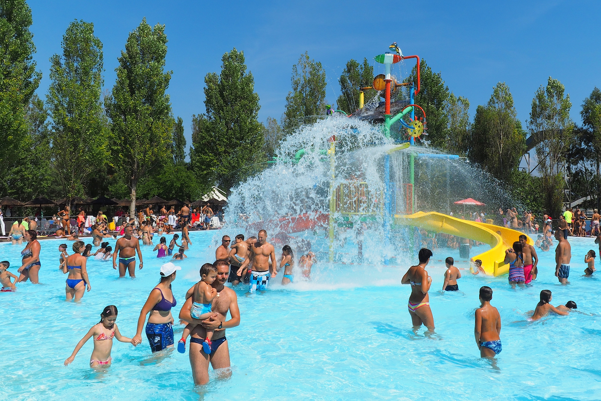 group of people in public pool