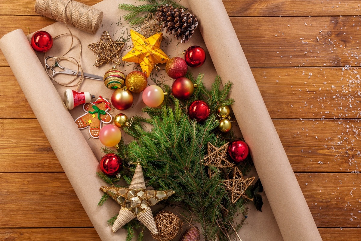 christmas decorations on table