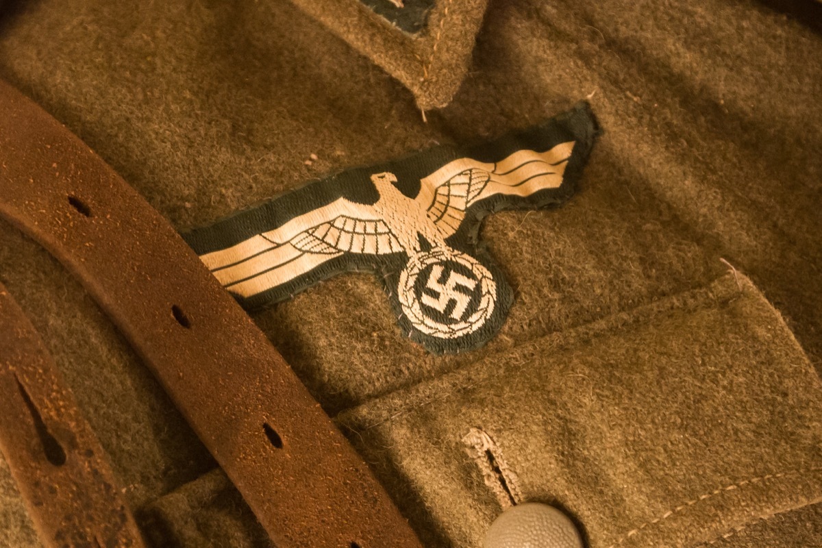 Closeup of a german uniform from WW2, selective focus