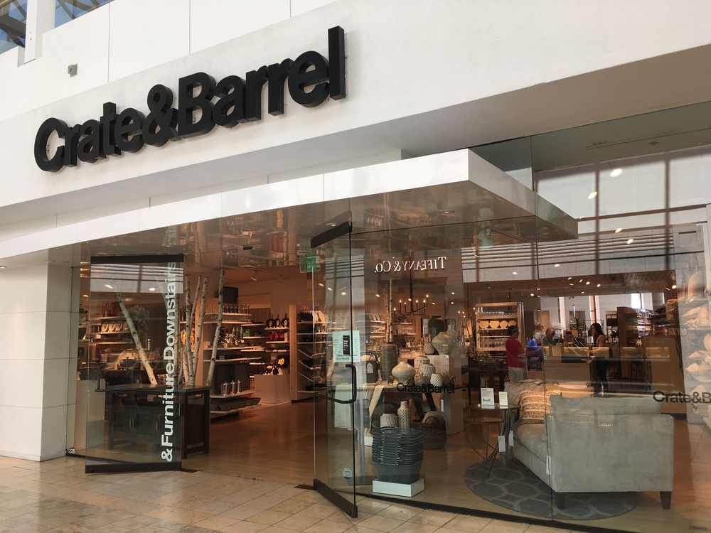 The exterior of a Crate & Barrel store