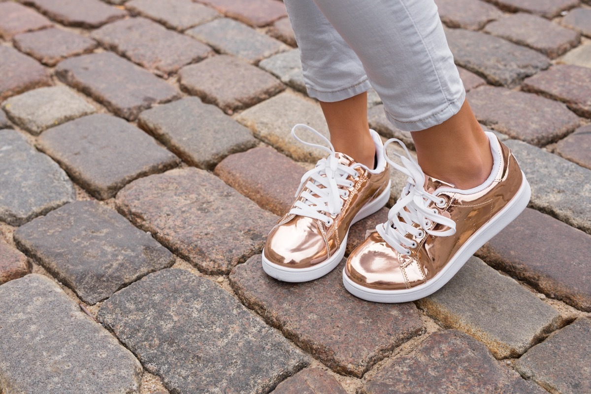 gold metallic sneakers