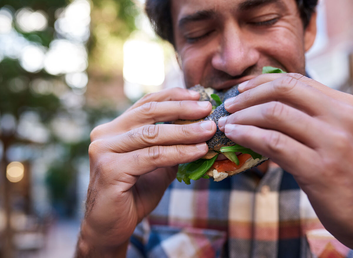 man eating sandwich