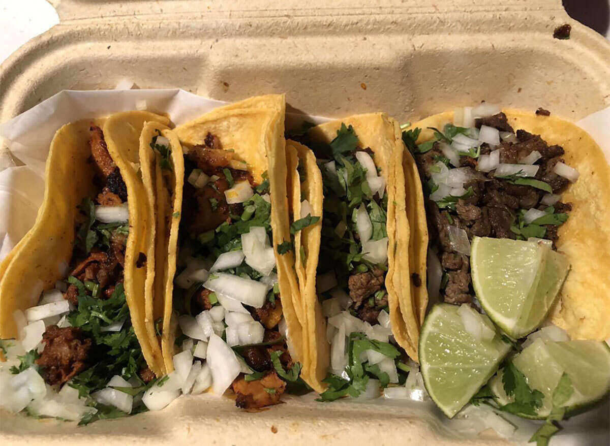 four carne asada tacos