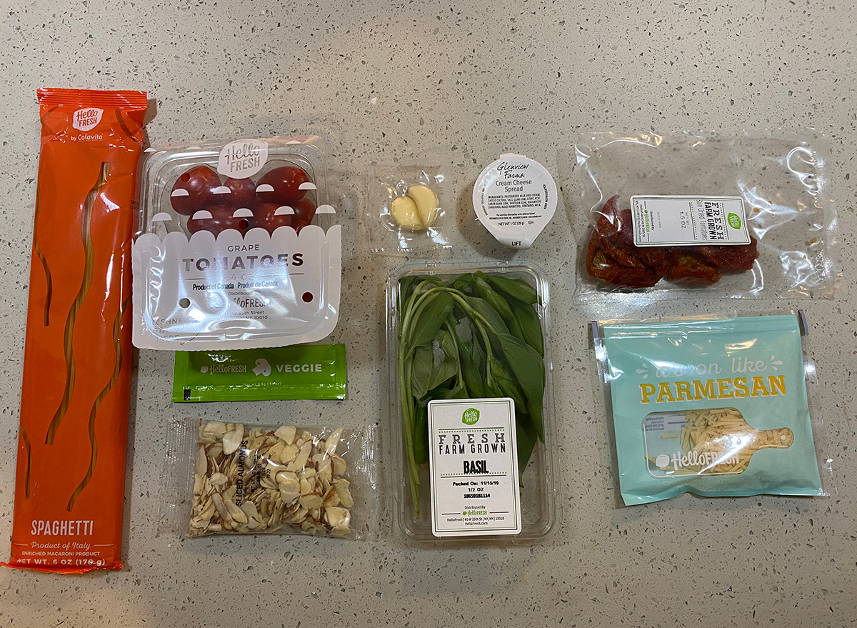 hellofresh sundried tomato and basil spaghetti ingredients