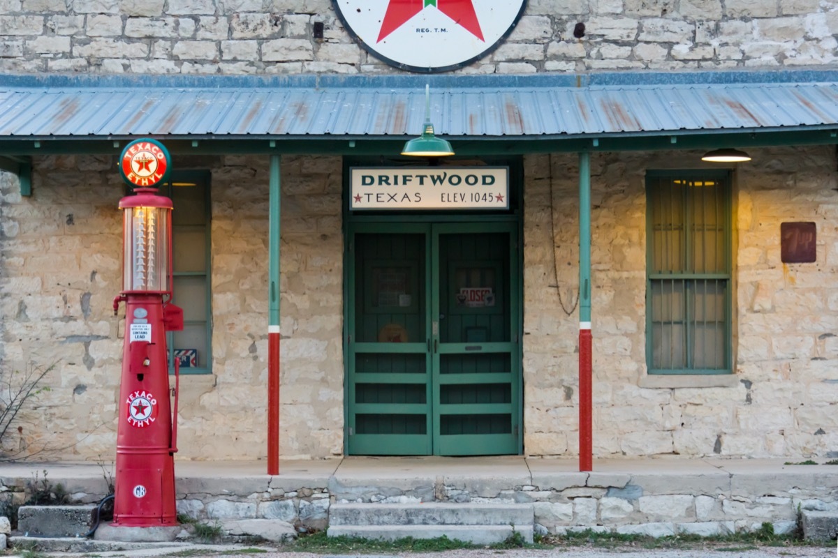 vintage gasoline station in driftwood texas