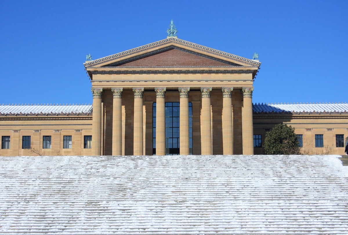 Philadelphia museum covered in snow