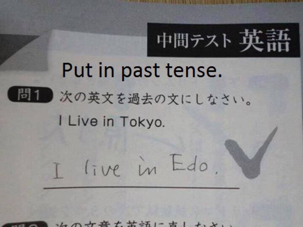 Japanese past tense funny kid's assignments