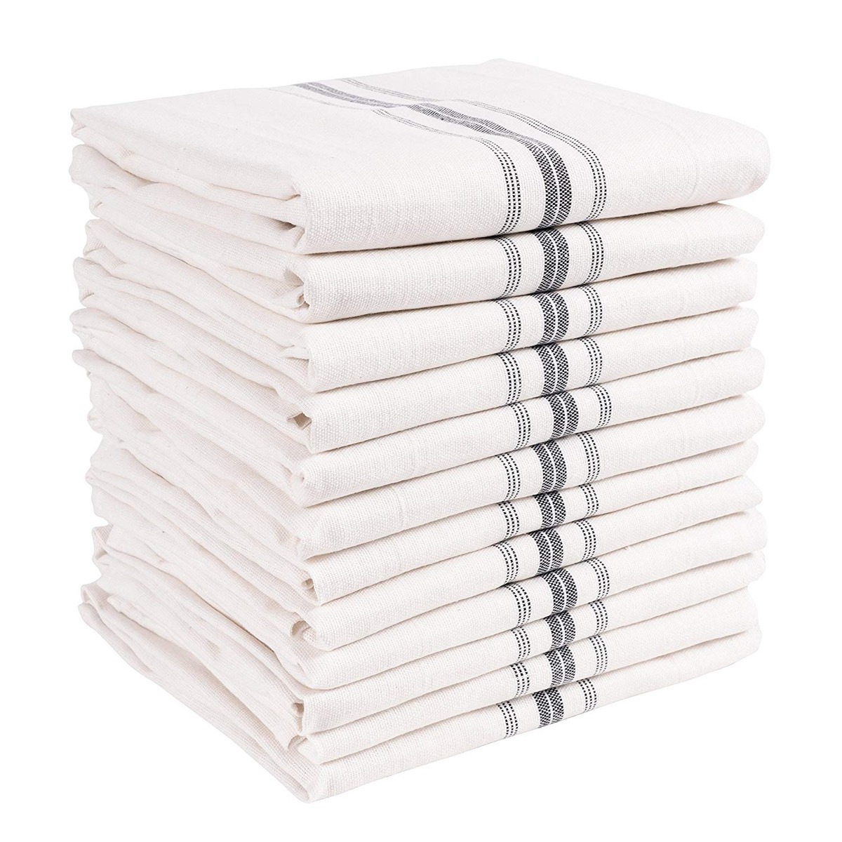 stack of white kitchen towels, rustic farmhouse decor