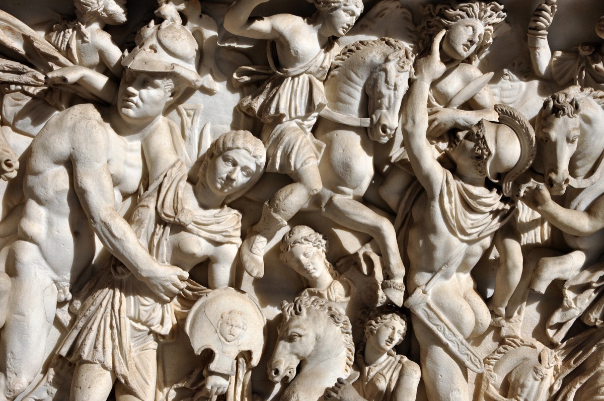 ancient roman sculpture filled with citizens and soldiers, ancient rome facts