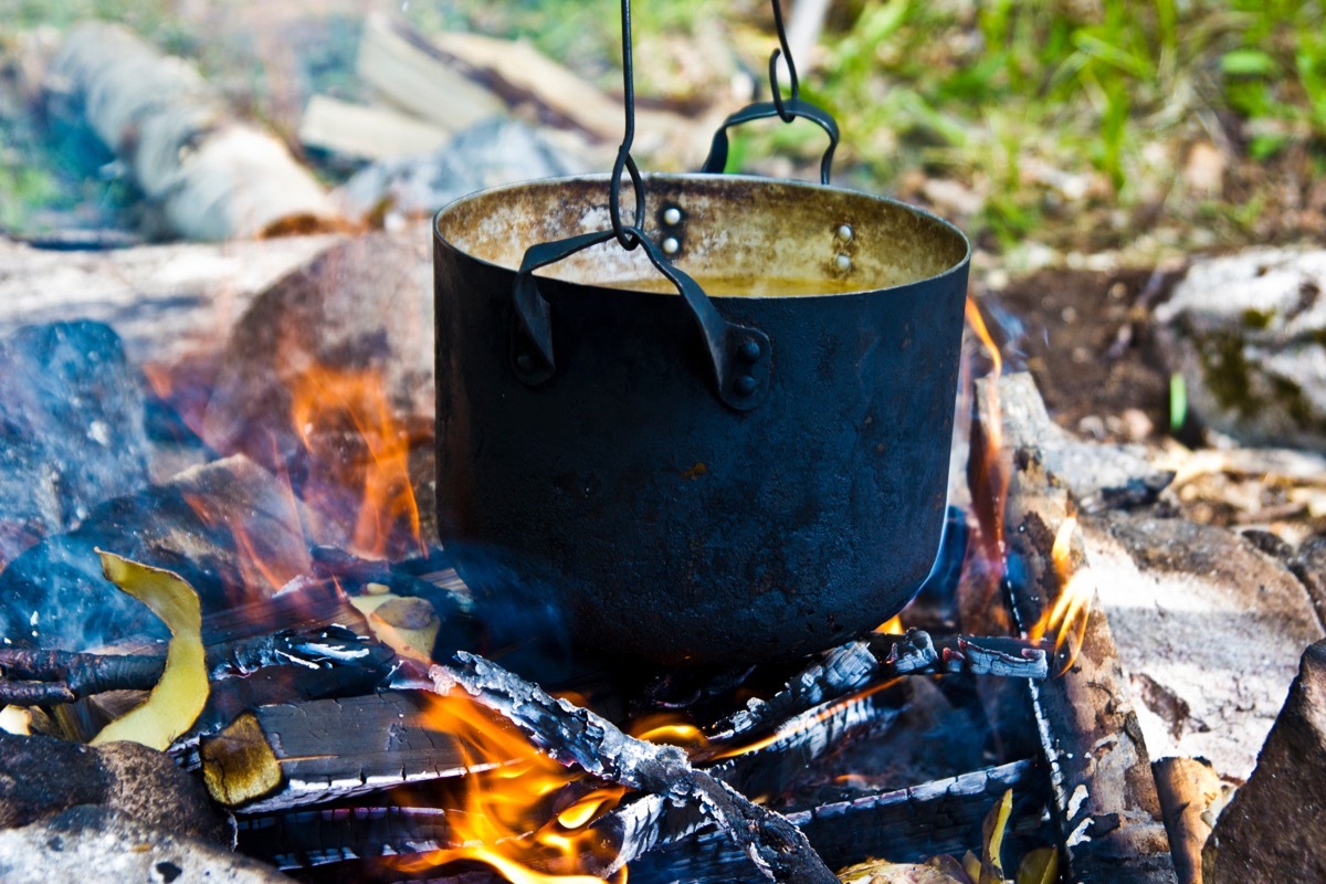 boiling water in the woods