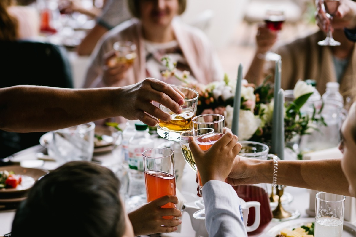 families at a wedding