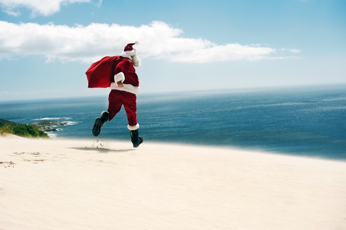 santa claus on a beach