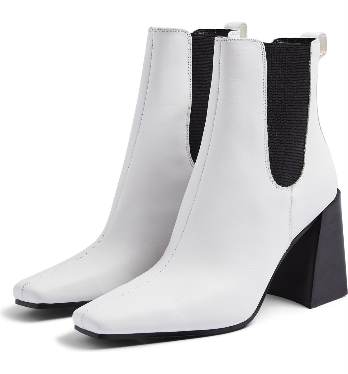 white square toed boots