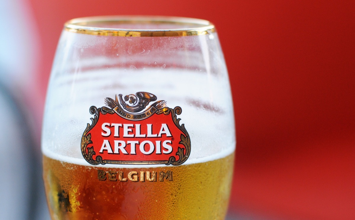 glass of stella artois beer