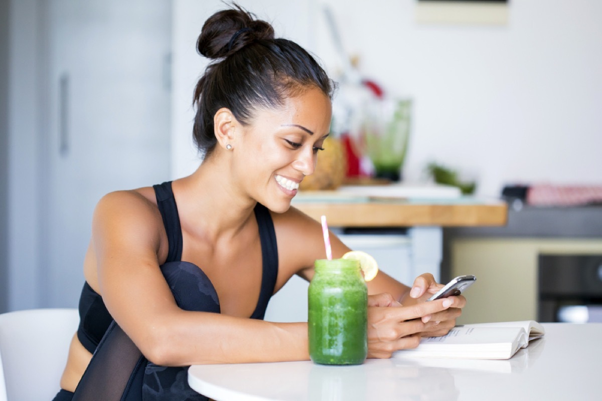 woman drinking green juice, ways to feel amazing