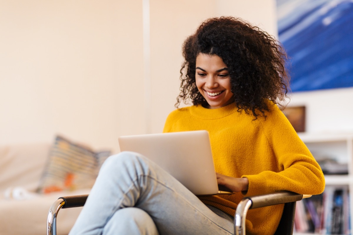 Woman taking a course on her laptop