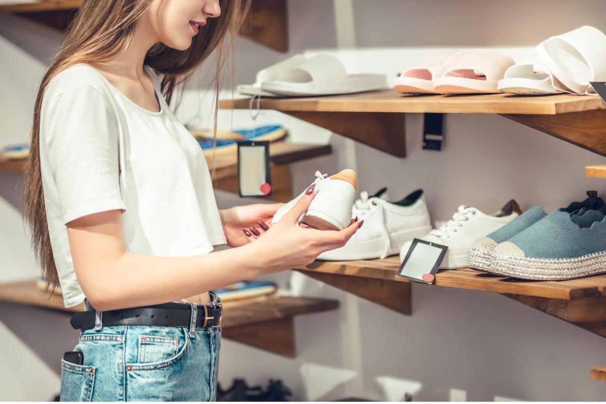 woman shopping for shoes