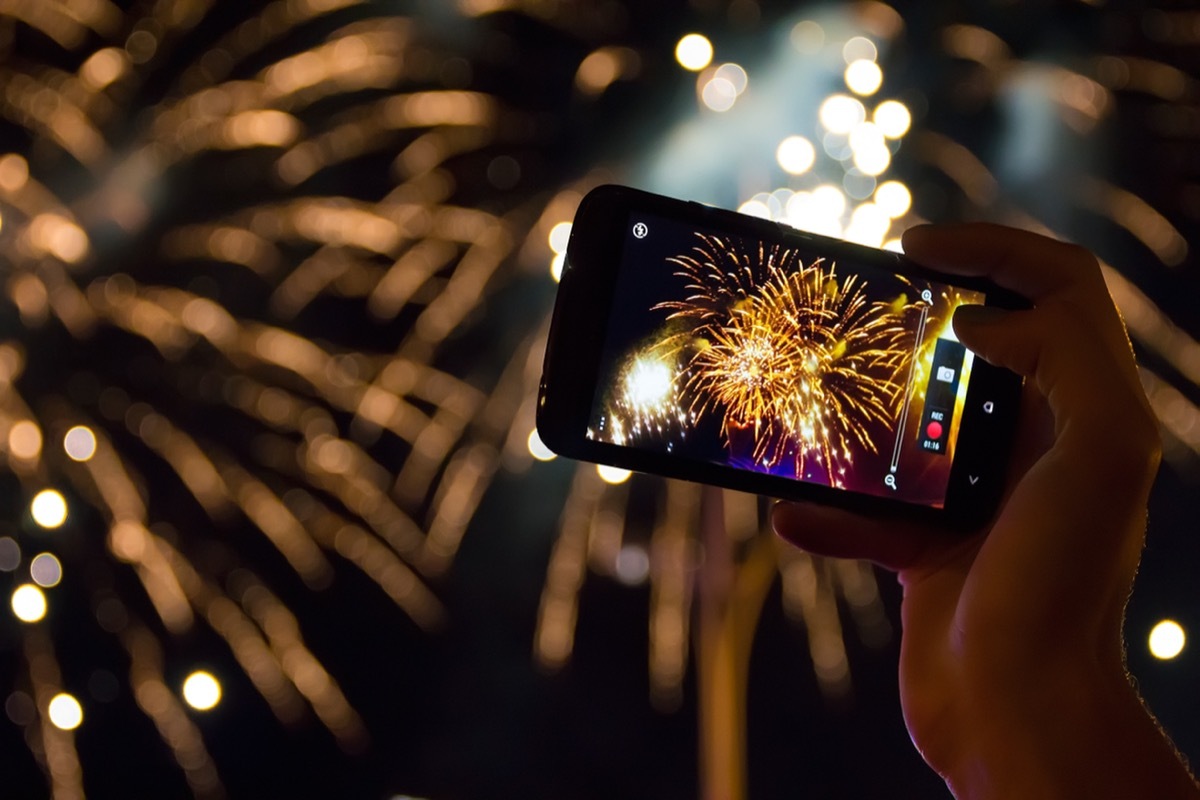 taking photos of fireworks