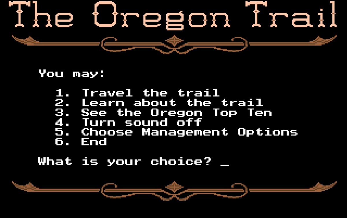 Oregon trail video game, 80s