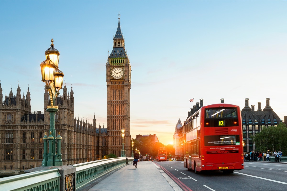 double decker bus across from big ben in london