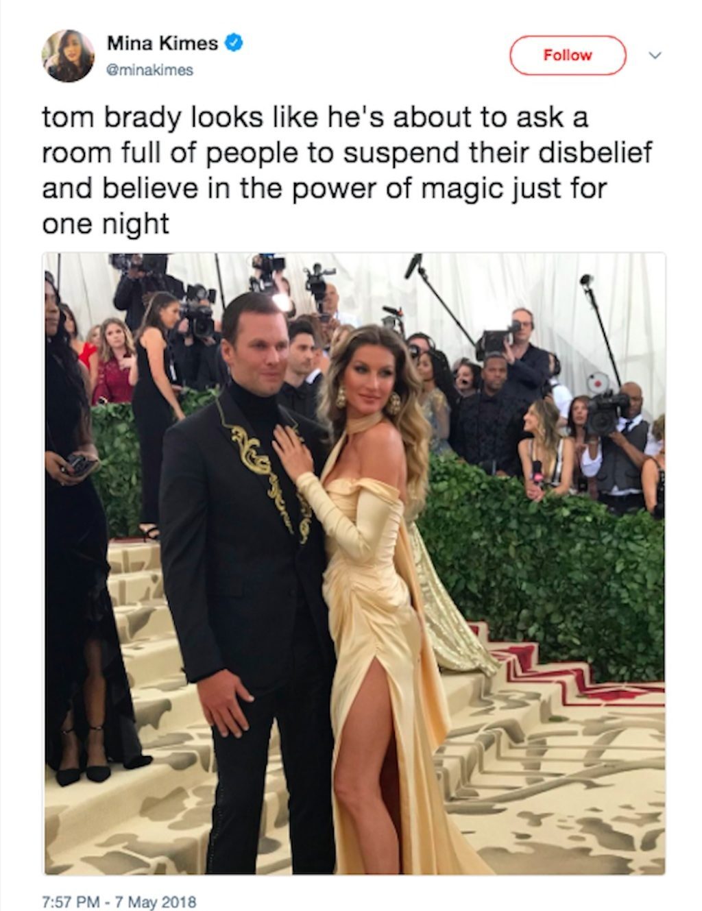 tom brady gets roasted at met gala. 