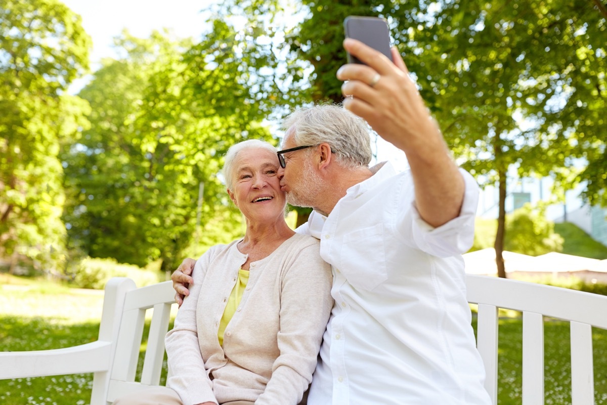 Older Couple Taking a Selfie Photo {Find Happiness}