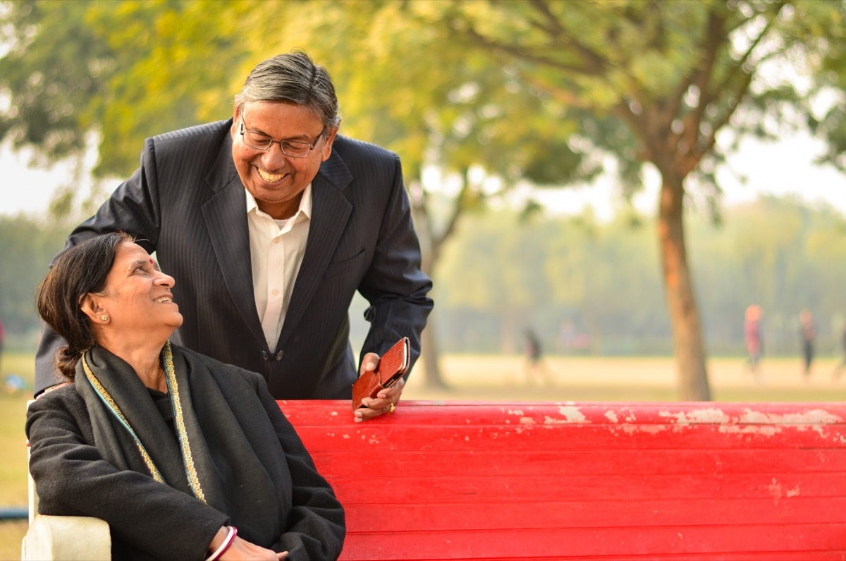 Older Indian couple laughing