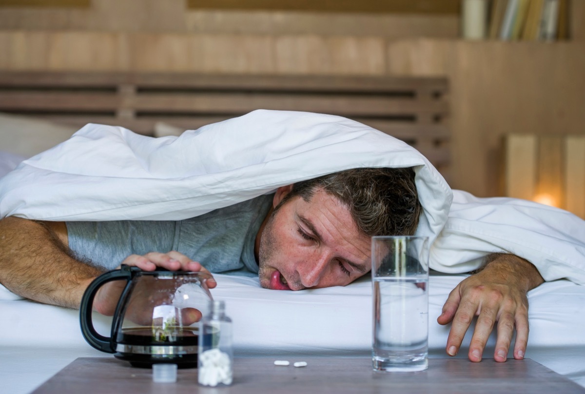 hungover man in bed