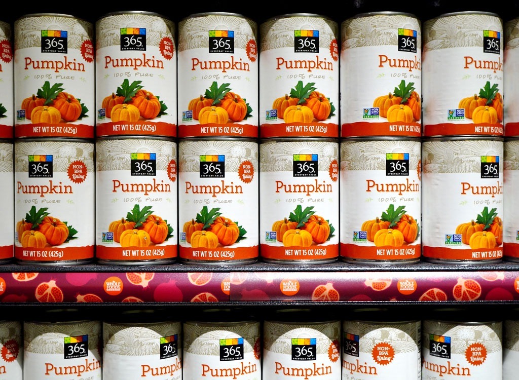 canned pumpkin on store shelves