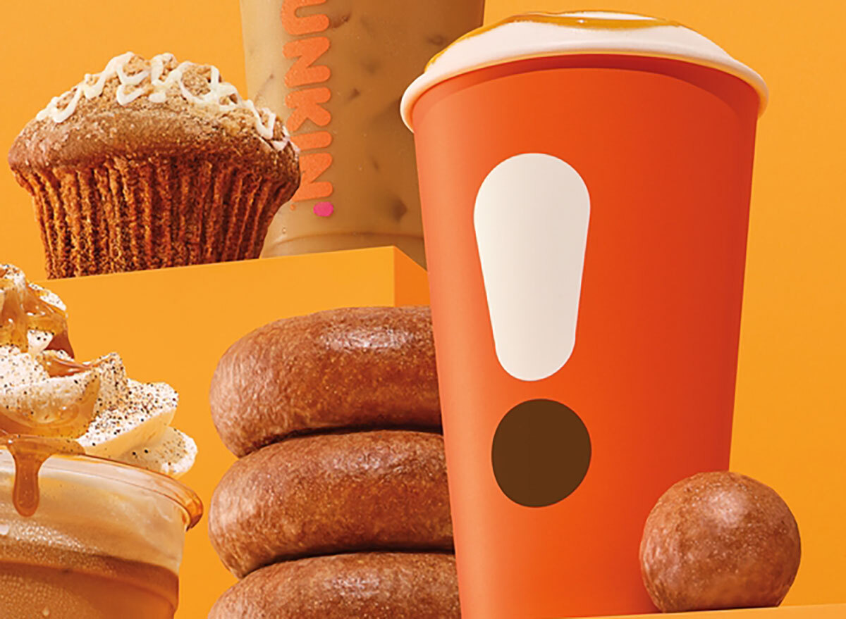 dunkin pumpkin donut and latte