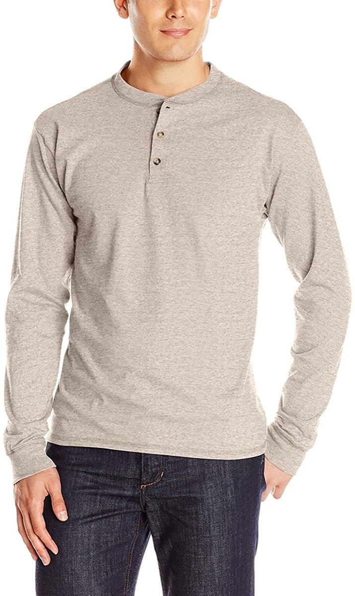 A grey henley shirt