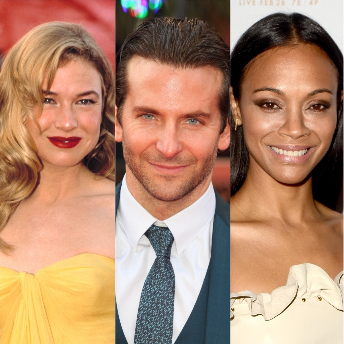 Renee Zellweger, Bradley Cooper, and Zoe Saldana