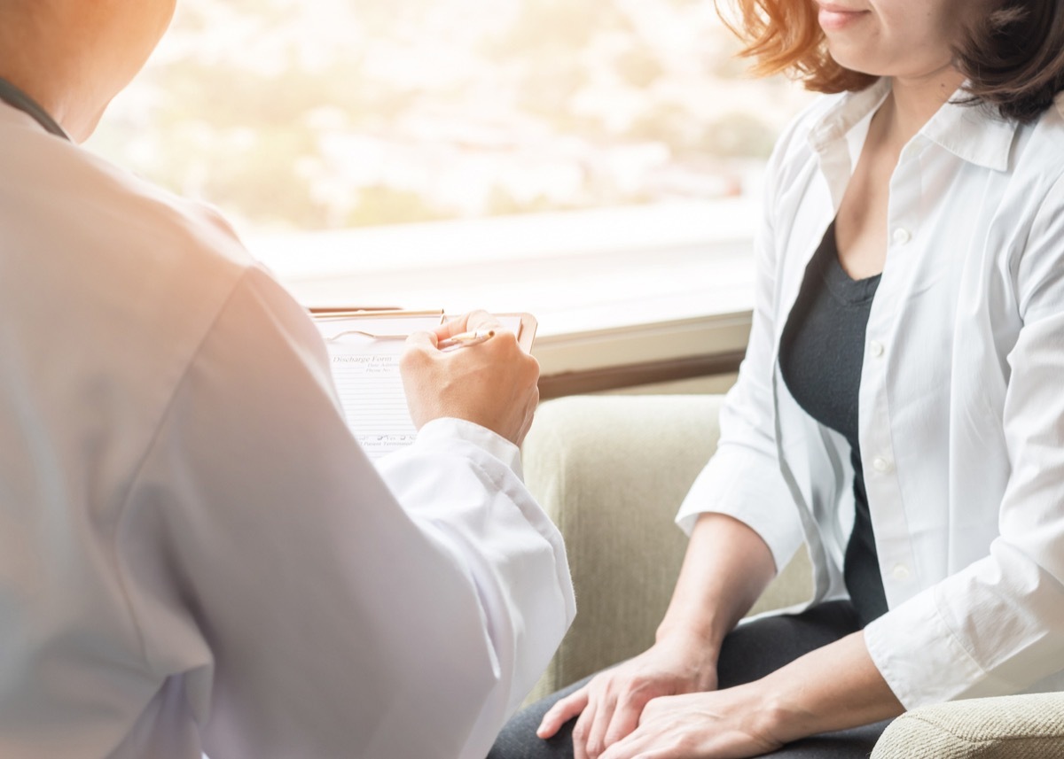 female patient talking to obstetrician