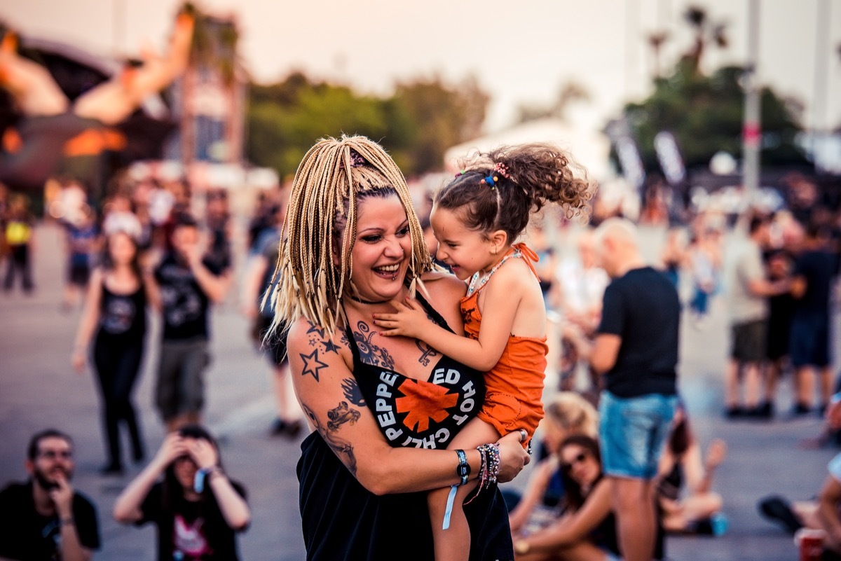 Mother and daughter at concert