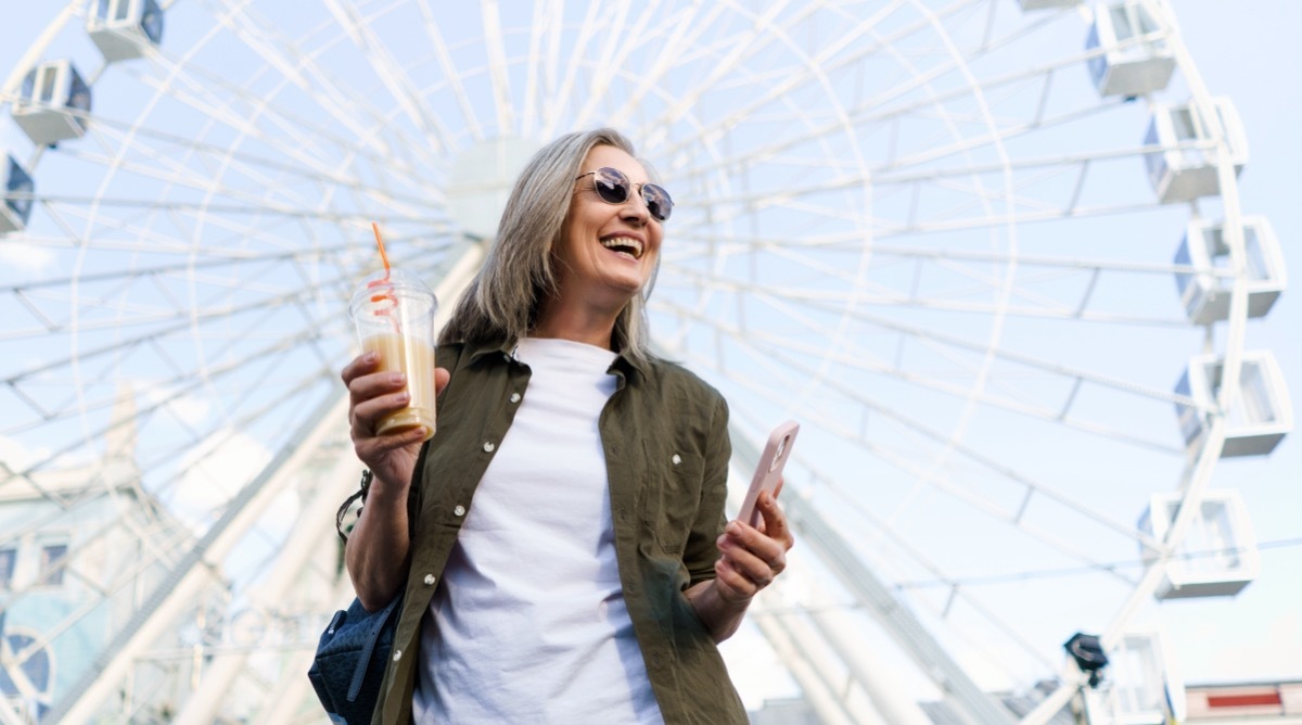 fashionable older woman in summer