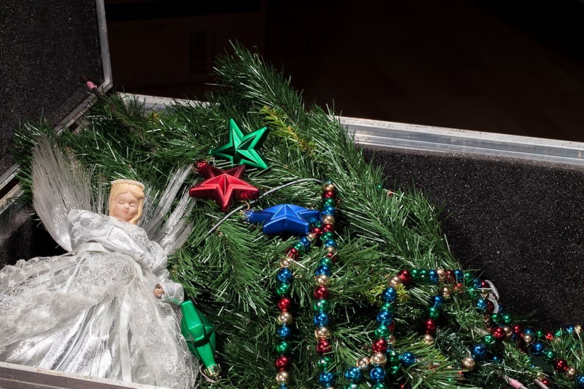 christmas decorations stored in attic