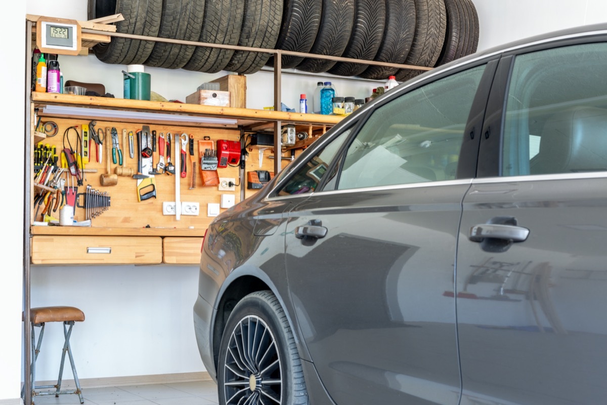 gray car parked in home garage