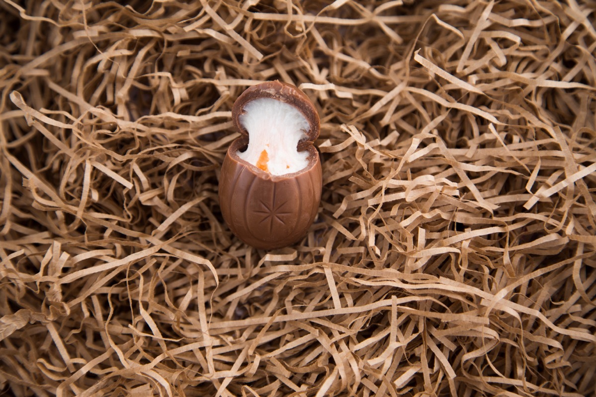 cadbury creme egg in hay