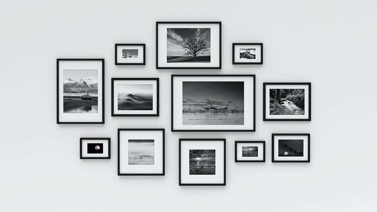 Black and white photo wall