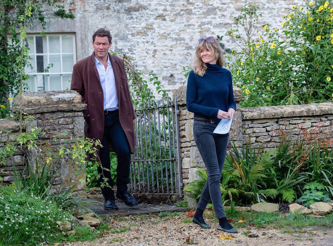 Dominic West and Catherine FitzGerald outside of their home in October 2020