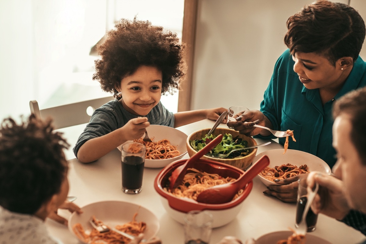 Cute family having lunch together.