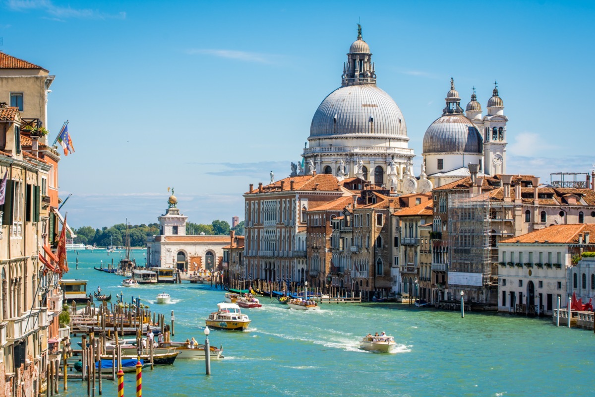 venice italy view of the santa maria basilica from the canal