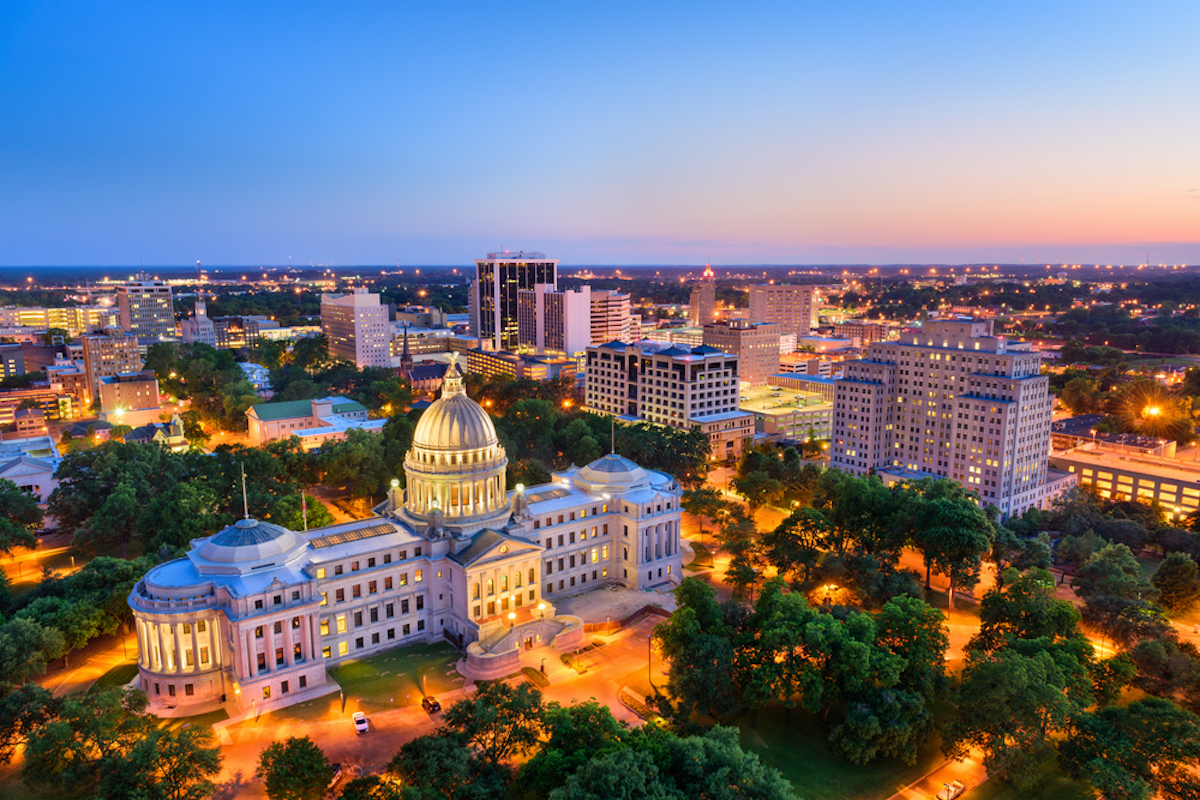 jackson Mississippi aerial shot