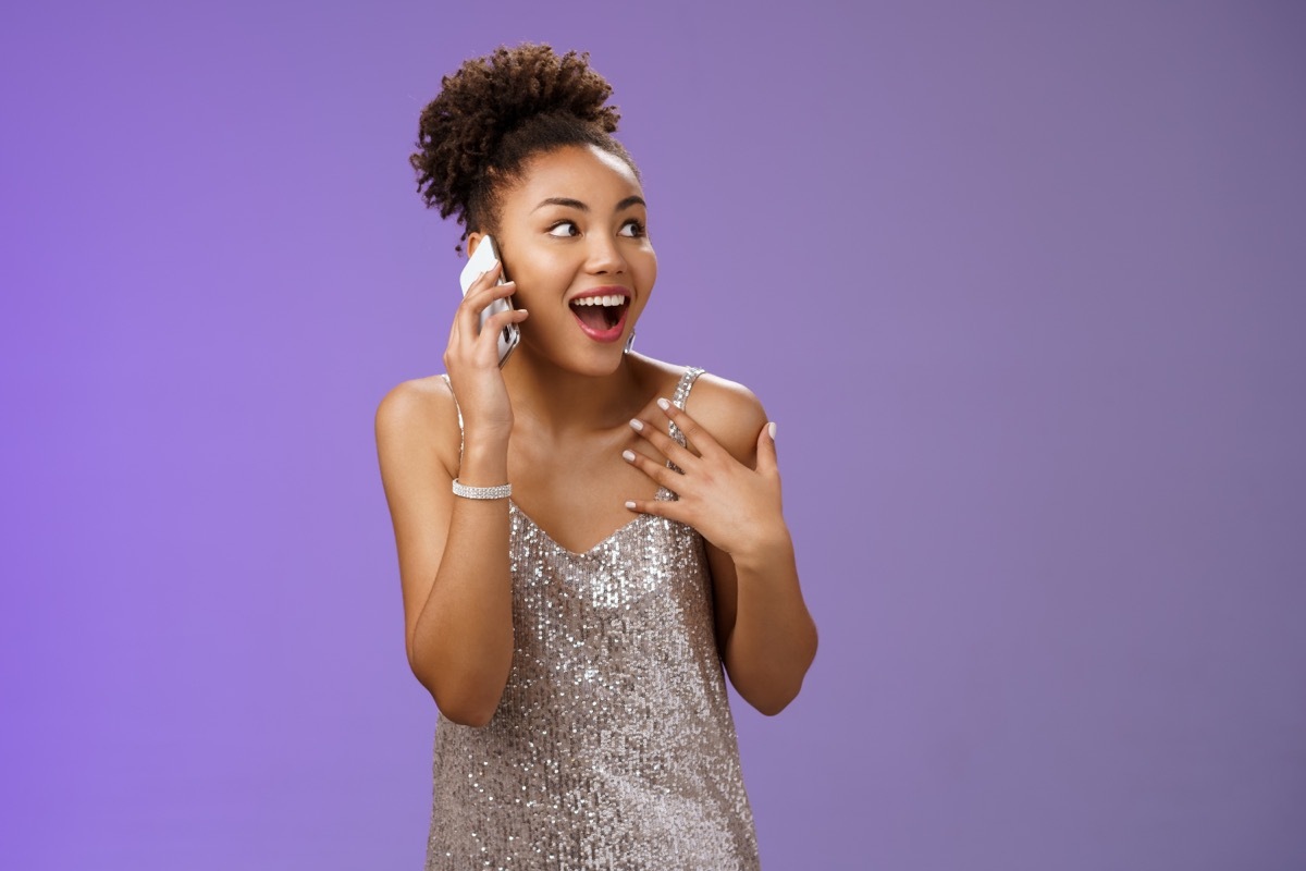 Young Black Girl Talking on the Phone