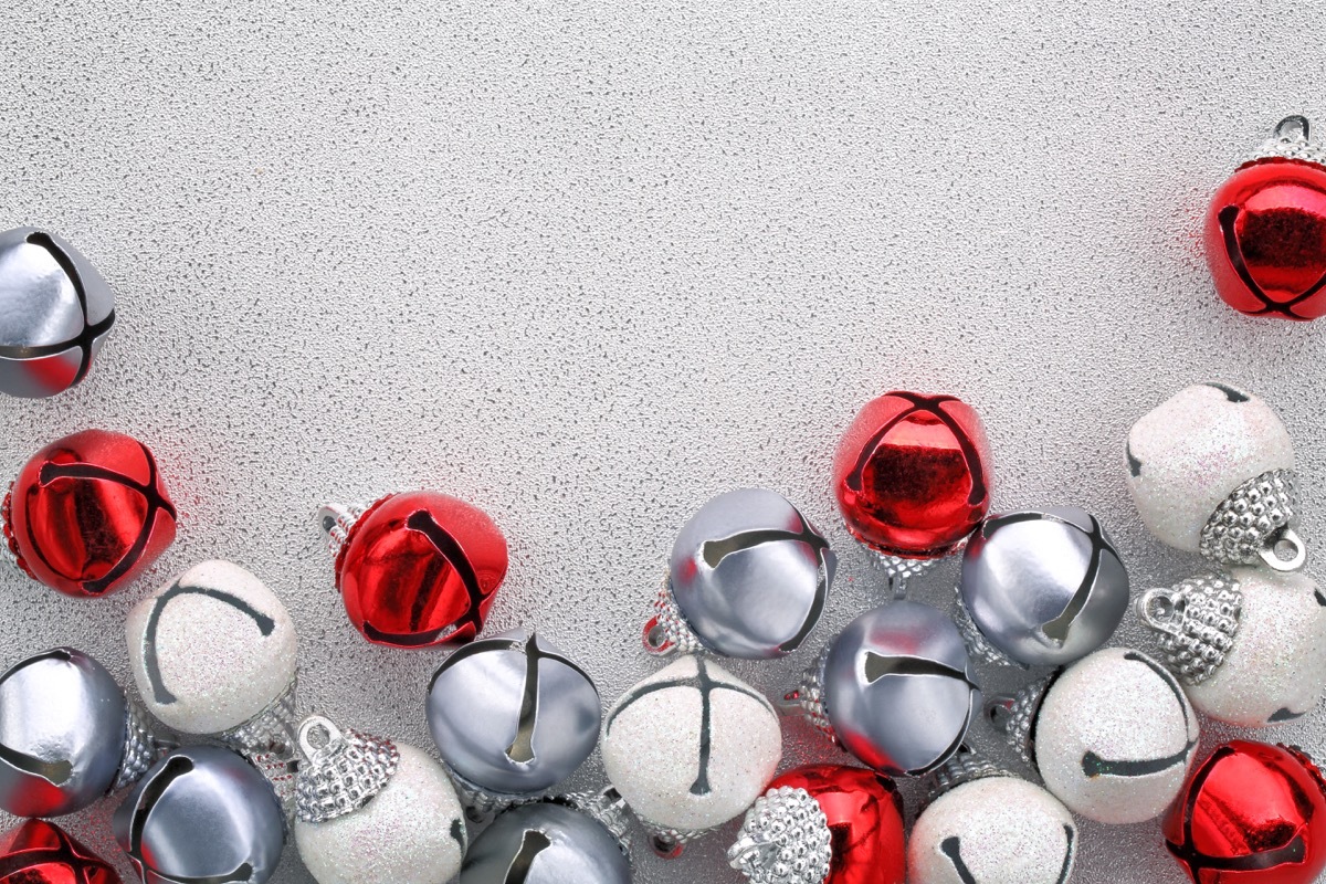 jingle bells on silver background